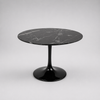 Image of Mesa Tulip redonda tapa porcelanato simil marmol negra y pata negra metalica