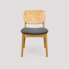 Silla Baltic natural respaldo wood tapizada en tela - Gris