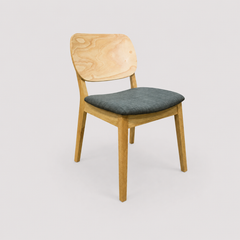 Silla Baltic natural respaldo wood tapizada en tela - Gris