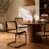 Image of Silla Francesca asiento y respaldo de madera con un esterillado de ratán.