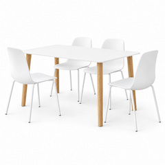 Mesa Copenhague + 4 Sillas Aarhus - Blanca
