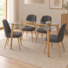 Mesa Oslo + 4 Sillas Zoe - Gris