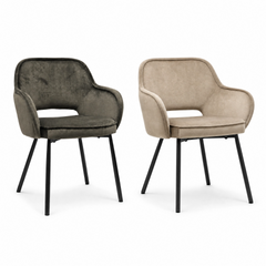 Silla Línea Donna tapizada velvet con patas negras