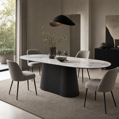 Mesa Glow ovalada simil mármol - negro