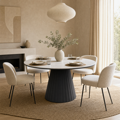 Mesa Travertino redonda black