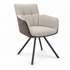 Silla Avery tapizada con patas de hierro negro.