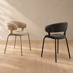 Silla April tapizada con patas negras o beige