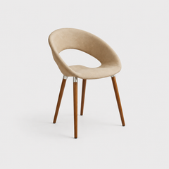 Silla One Wood tapizada en ecocuero con patas de madera