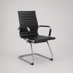 Sillón Aluminium tapizado en ecocuero pata trineo- color negro y blanco