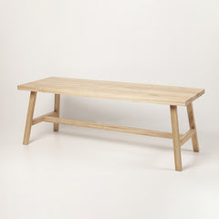 Mesa ratona con tapa de madera y patas de madera. 120 x 45 x 30 cm