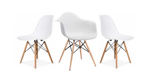 2 sillas Eames + 1 sillón Eames - Blanco