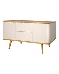 Cómoda Alanis de madera haya con 2 puertas y 2 cajones- Blanco