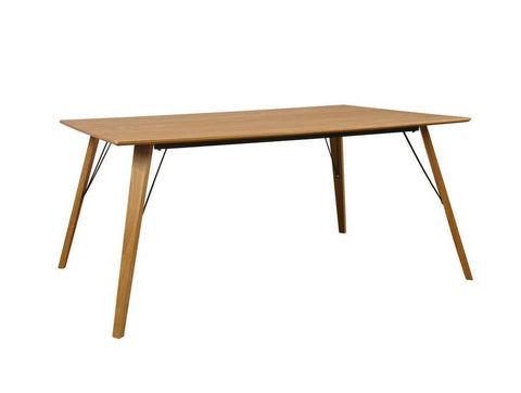 Mesa rectangular Eames con tapa color madera natural y patas cuadradas madera