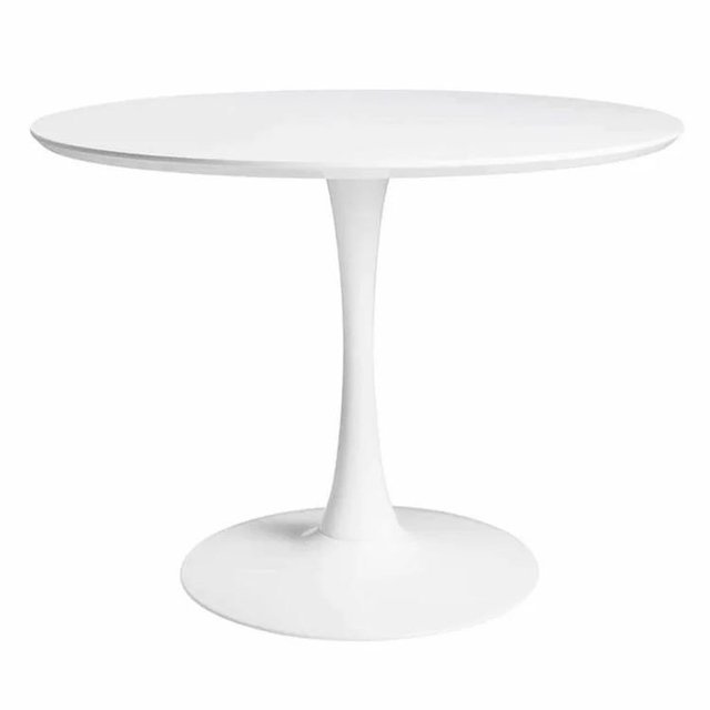 Mesa Tulip redonda tapa blanca y pata blanca metálica