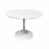 Image of Mesa Tulip redonda tapa de porcelanato blanca simil marmol y pata blanca metálica