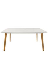 Mesa nordica Eames blanca pata cuadrada + sillas Tulip blancas
