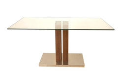 Mesa Harmony con tapa de vidrio templado y patas de madera - 1.60 mts x 90 cm
