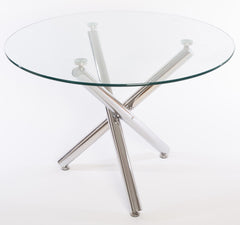 Mesa Matisse con tapa de vidrio y patas cromadas - 1 mts