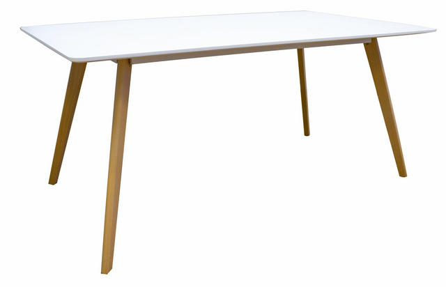 Mesa rectangular Eames con tapa blanca y patas cuadradas madera