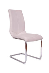 Silla Dubai con base fija cromada - Ecocuero blanco