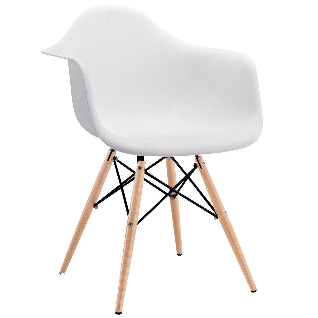 Sillón Eames de plástico con apoya brazos y patas de madera - Varios colores