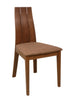 Image of Silla Pin con asiento tapizado en tela y patas de madera chocolate