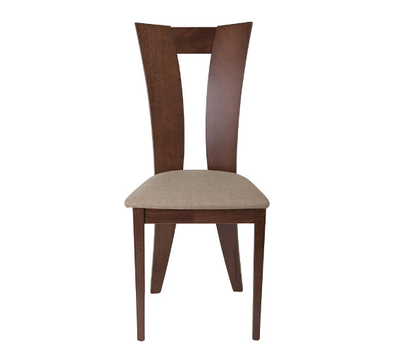 Silla Tana con asiento tapizado en tela y patas de madera chocolate - Marrón
