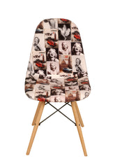 Silla Eames de polipropileno tapizado Marilyn y patas de madera natural