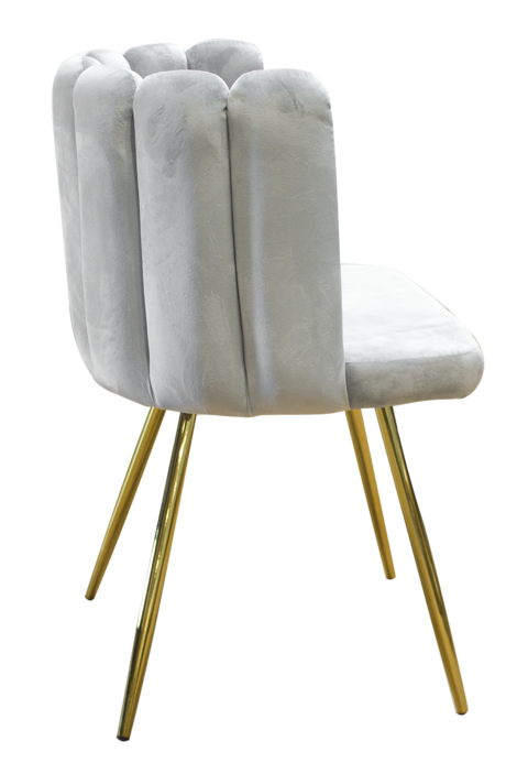 Silla Handy tapizada en pana con asiento y patas de diversos colores.