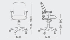 Silla de oficina ergonómica India negra neumática con apoyabrazos