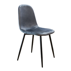 Silla Soho tapizada en pana gris oscuro con patas metálicas negras