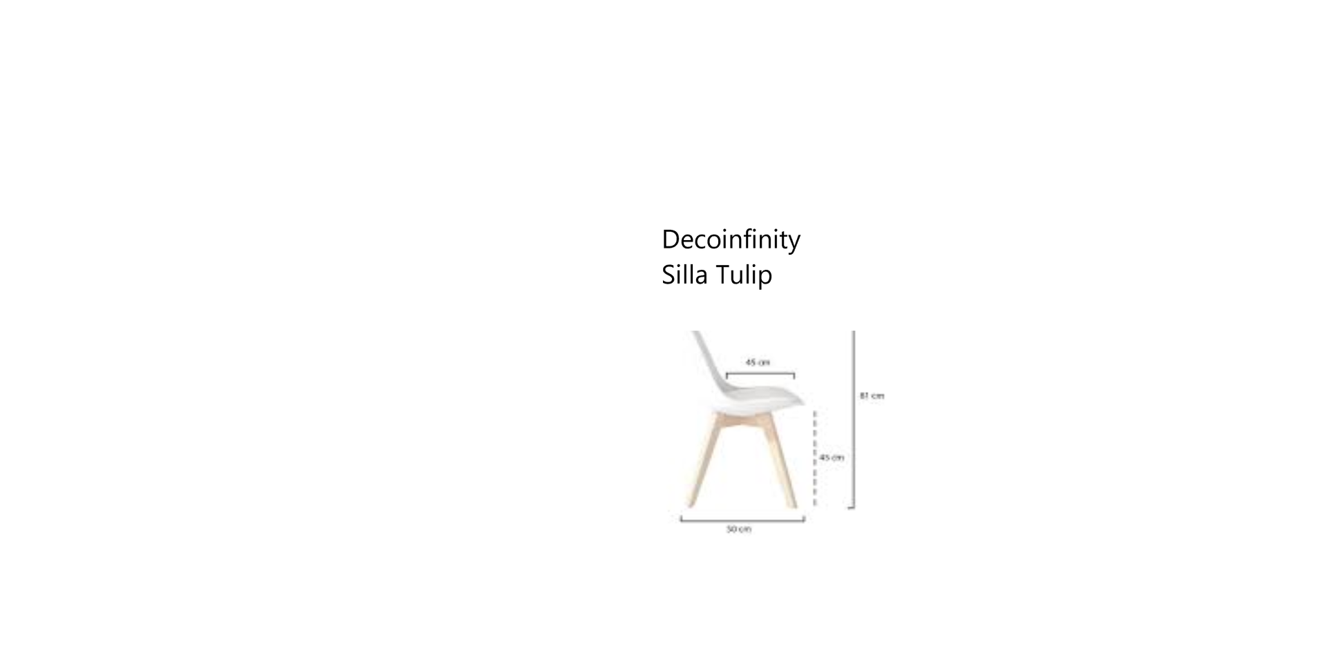 Silla Tulip de plástico con almohadón tapizado en ecocuero  negro y patas de madera natural