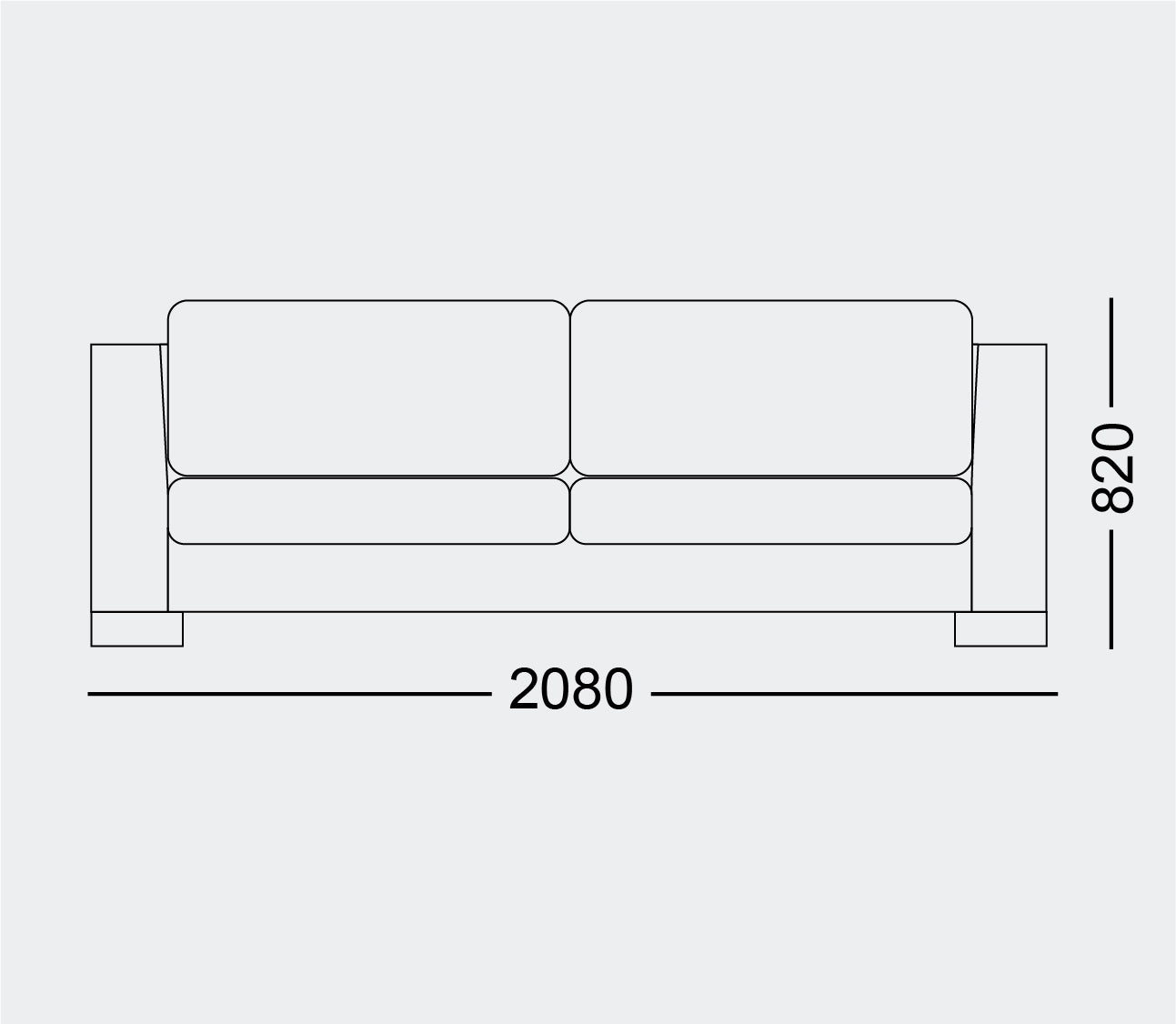 Sillon Olmo 3 cuerpos 2.1 metros. Tapizado