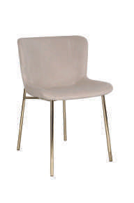 Silla TESS tapizada en pana beige con patas doradas