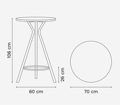 Mesa Magnolia redonda alta tapa blanca -  70 cm diámetro