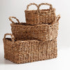 Image of Canastos: Set x3 canastos rectangulares con manija de seagrass