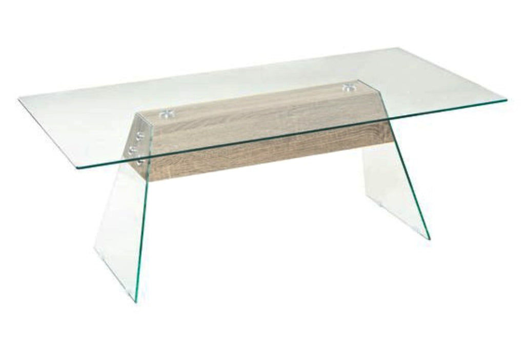 Mesa ratona Vitro con tapa de vidrio y madera - 1.10 mts x 55 cm