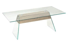 Mesa ratona Vitro con tapa de vidrio y madera - 1.10 mts x 55 cm