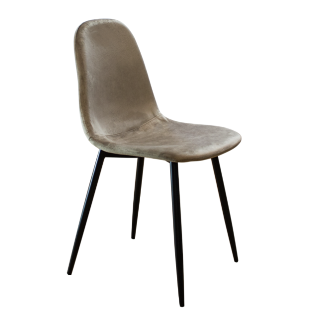 Silla Soho tapizada en pana con patas metálicas negras